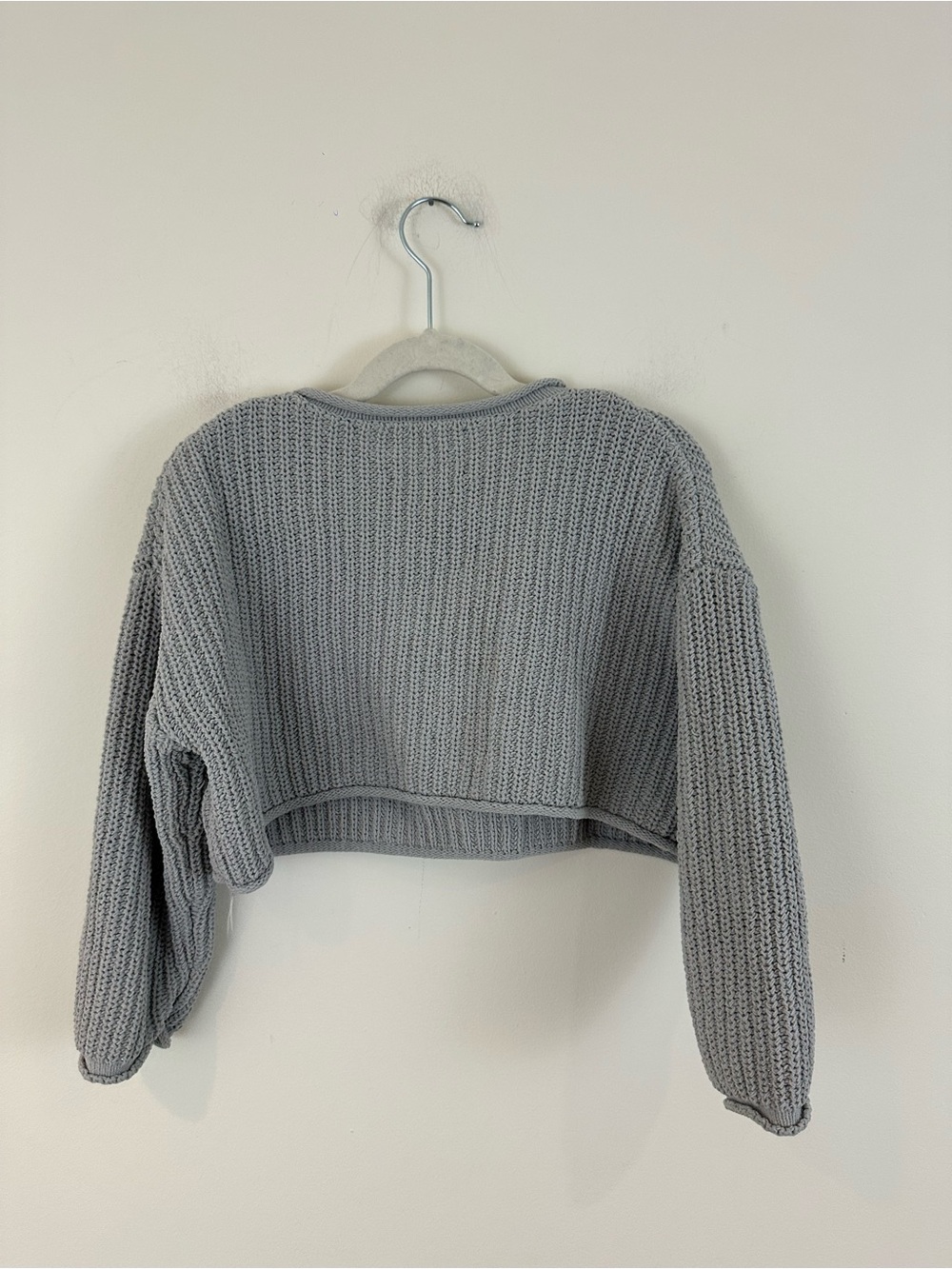 Zara Cropped Crewneck Sweater in Light Gray Size 6-7 Kid's Girls - Picture 4 of 4